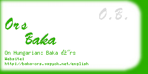 ors baka business card